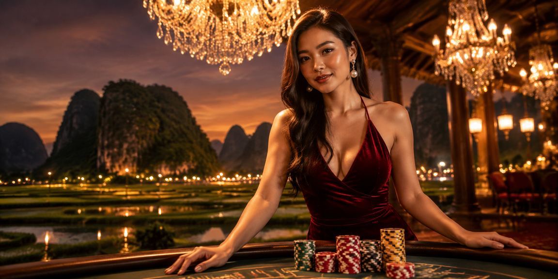Bàn bài casino sang trọng với ánh đèn vàng – live casino 650